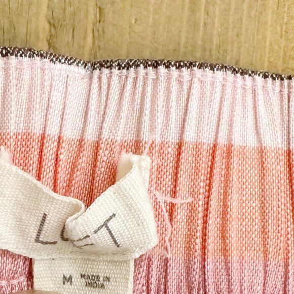 LOFT Linen Rayon Wide Leg Pants Striped M Pink Peach Gray - Picture 4 of 10